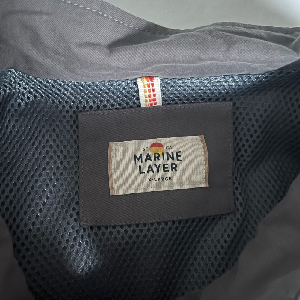 Marine layer - XL Men's Gray Jacket with Blue Stripes - Picture 2 of 4